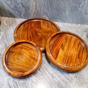 wooden plain plates