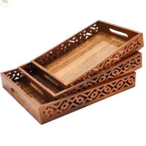 Wooden jalidar tray